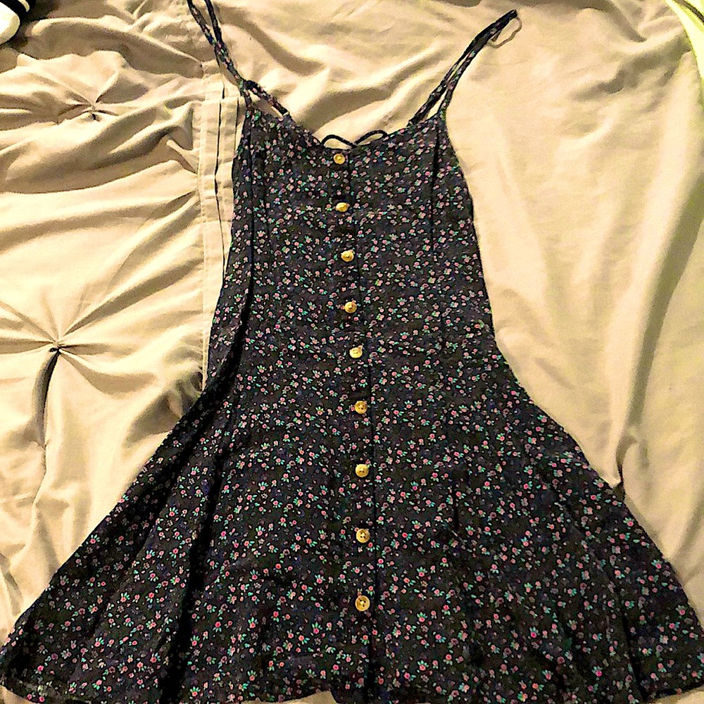 Navy floral print mini dress